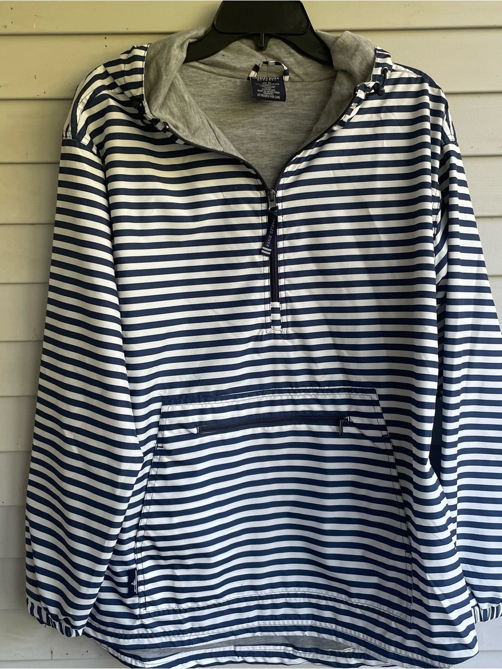Charles River Apparel Gray and Navy Hooded Pullover